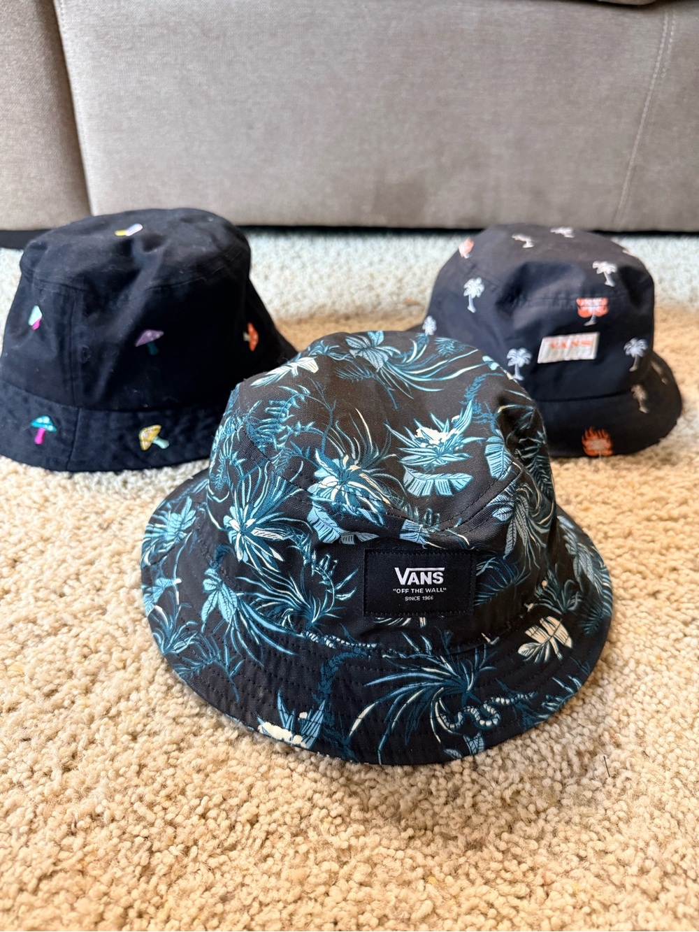3 Bucket Hats Lot Vans Timberland A-Lab Floral Tropical Mushroom One Size